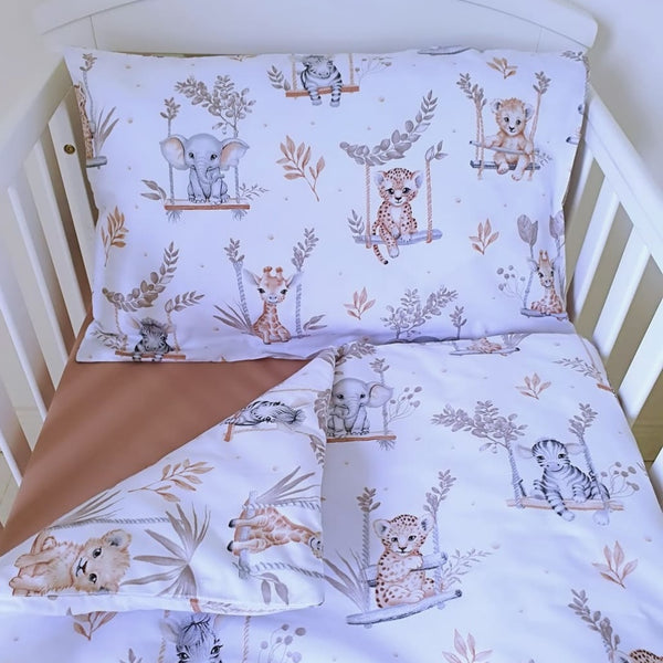 Beige Jungle Animals Bedding Set Baby Cot and Cot Bed Fabricco