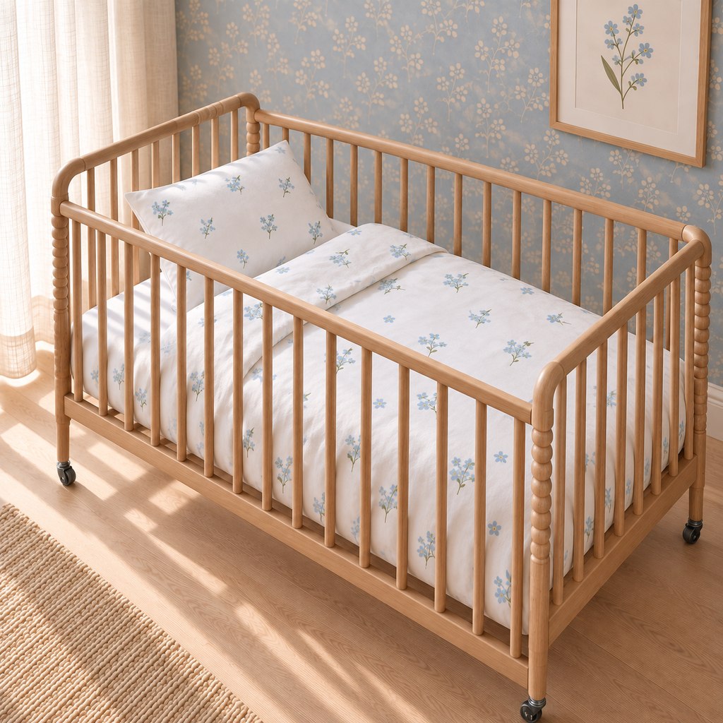 Forget Me Not single bed bedding, handmade in the UK from soft 100% OEKO-TEX® cotton. Blue floral duvet cover and pillowcase for a child’s bedroom.