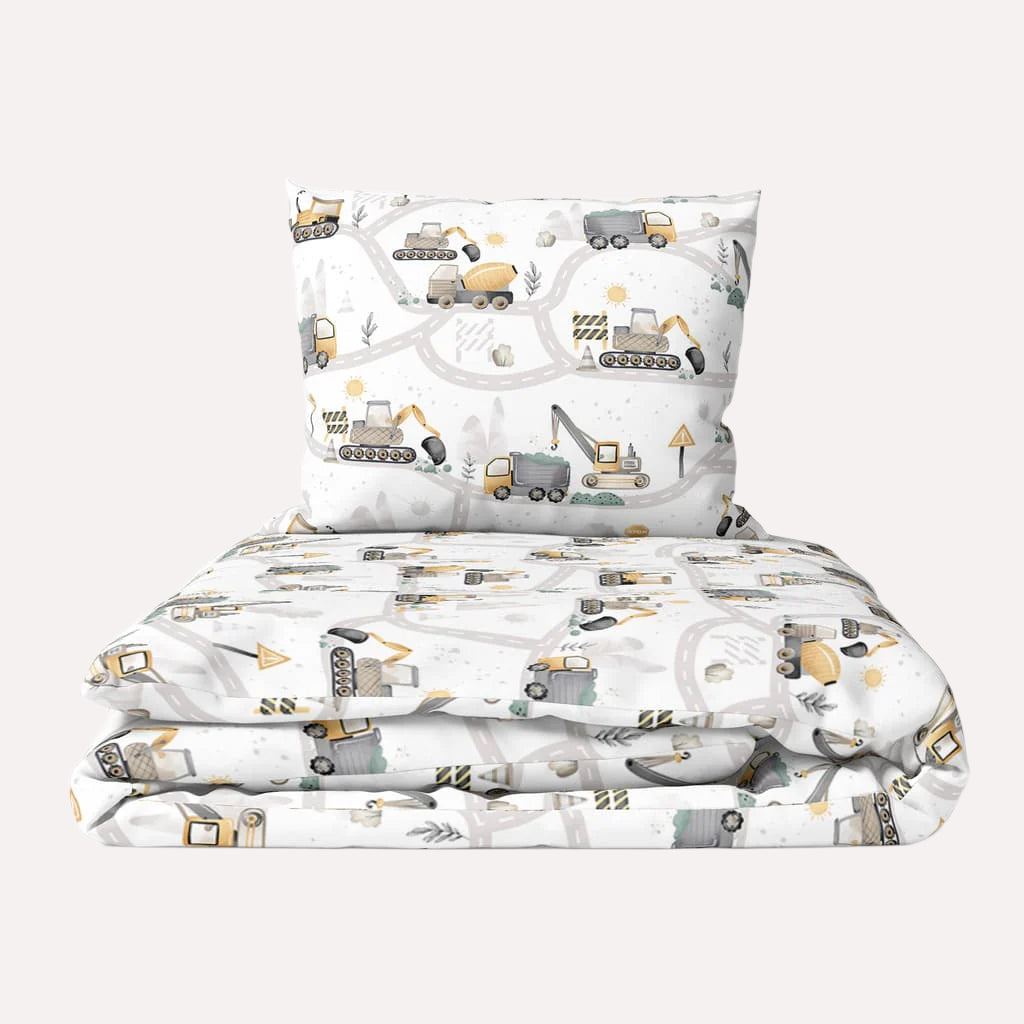 Transform your little one&#39;s room into a construction site with our Boy&#39;s Bedding Set - Diggers &amp;amp; Trucks