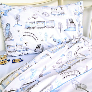 boys single bed bedding set airplane, train