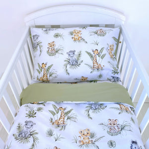 cute Safari baby cot bedding, jungle animals
