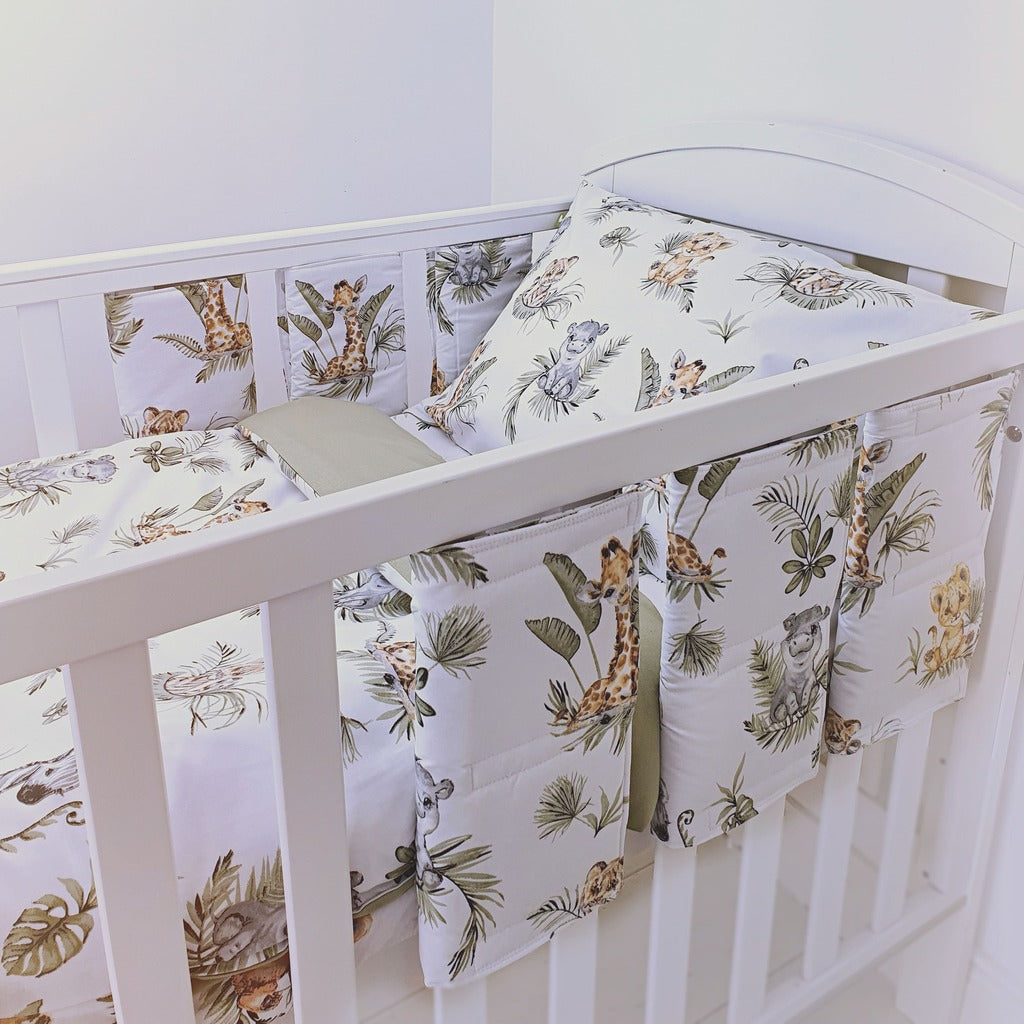 Baby Bedding Set with Cot or Cot Bed Wraps Cute Jungle Friends
