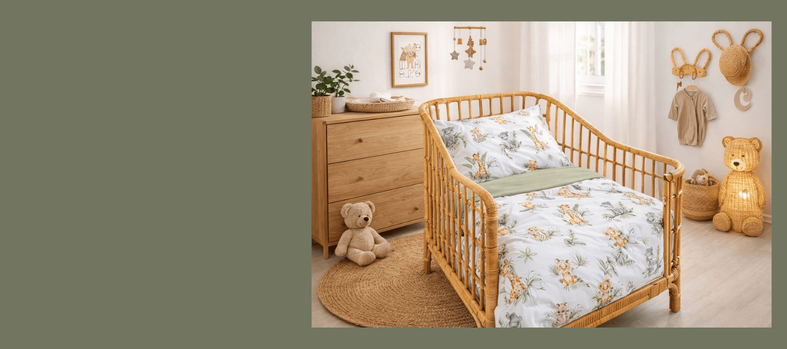 safari baby room, jungle animals bedding set