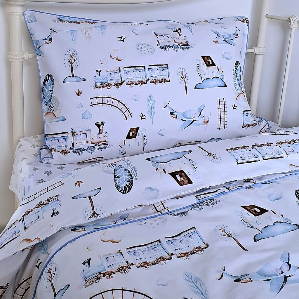 kids single bedding set train uk