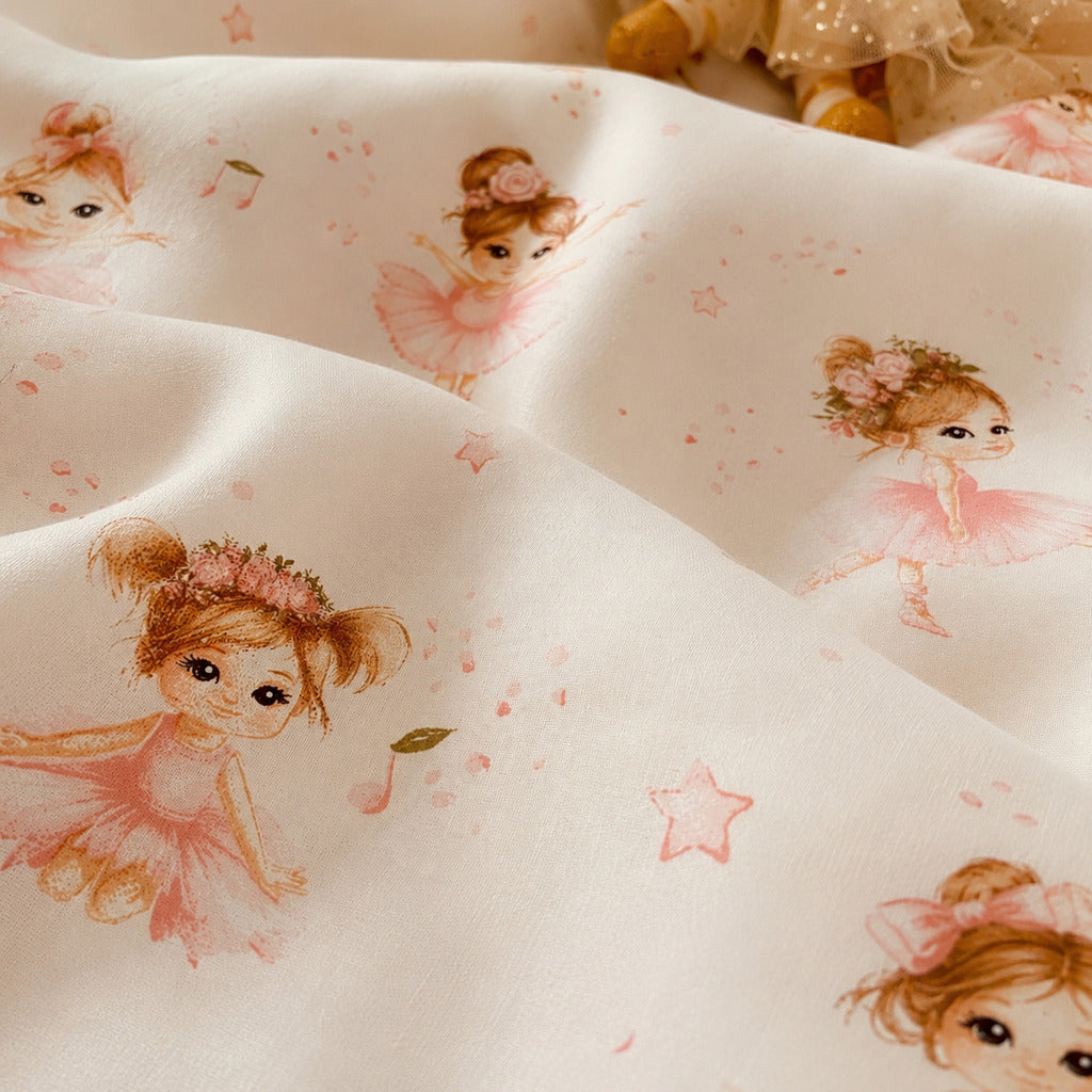pink ballet dancers, stars and delicate nursery details, this fitted sheet is perfect for a baby girl’s nursery, cot, cot bed, crib or bedside sleeper.
