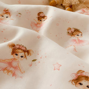 pink ballet dancers, stars and delicate nursery details, this fitted sheet is perfect for a baby girl’s nursery, cot, cot bed, crib or bedside sleeper.
