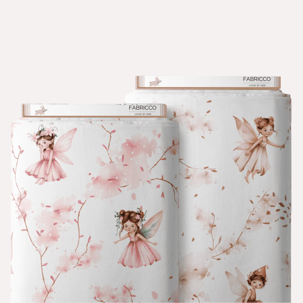 pink fairy cotton fabric uk, kids fabric