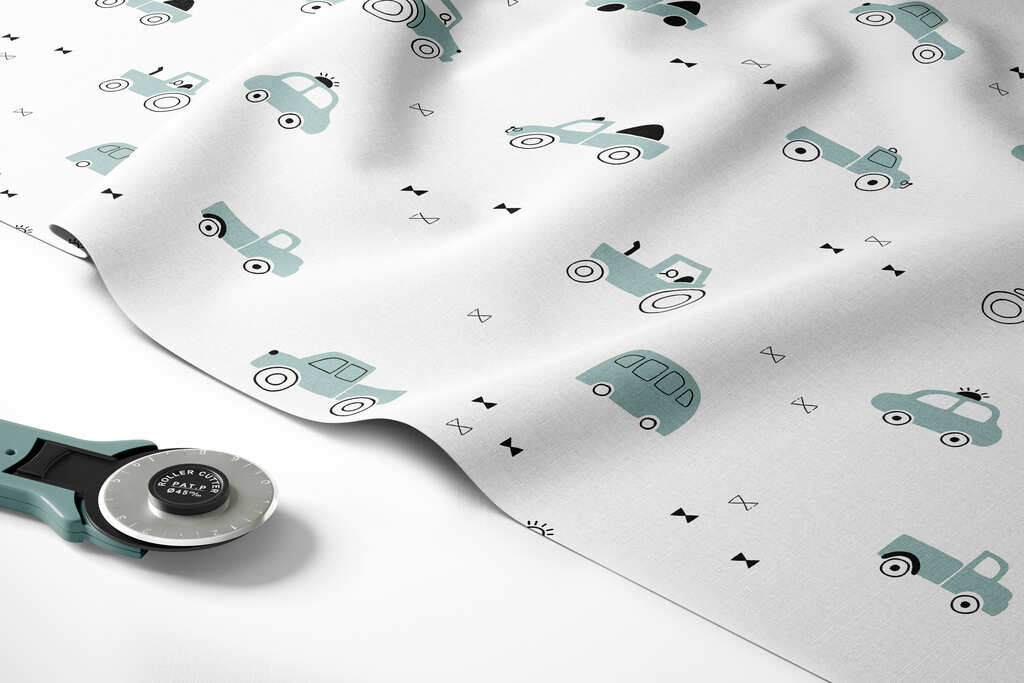 sage cars, tractors cotton fabric shop uk