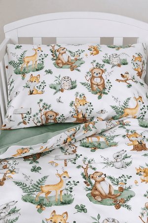 sage green forest baby cot bed bedding set