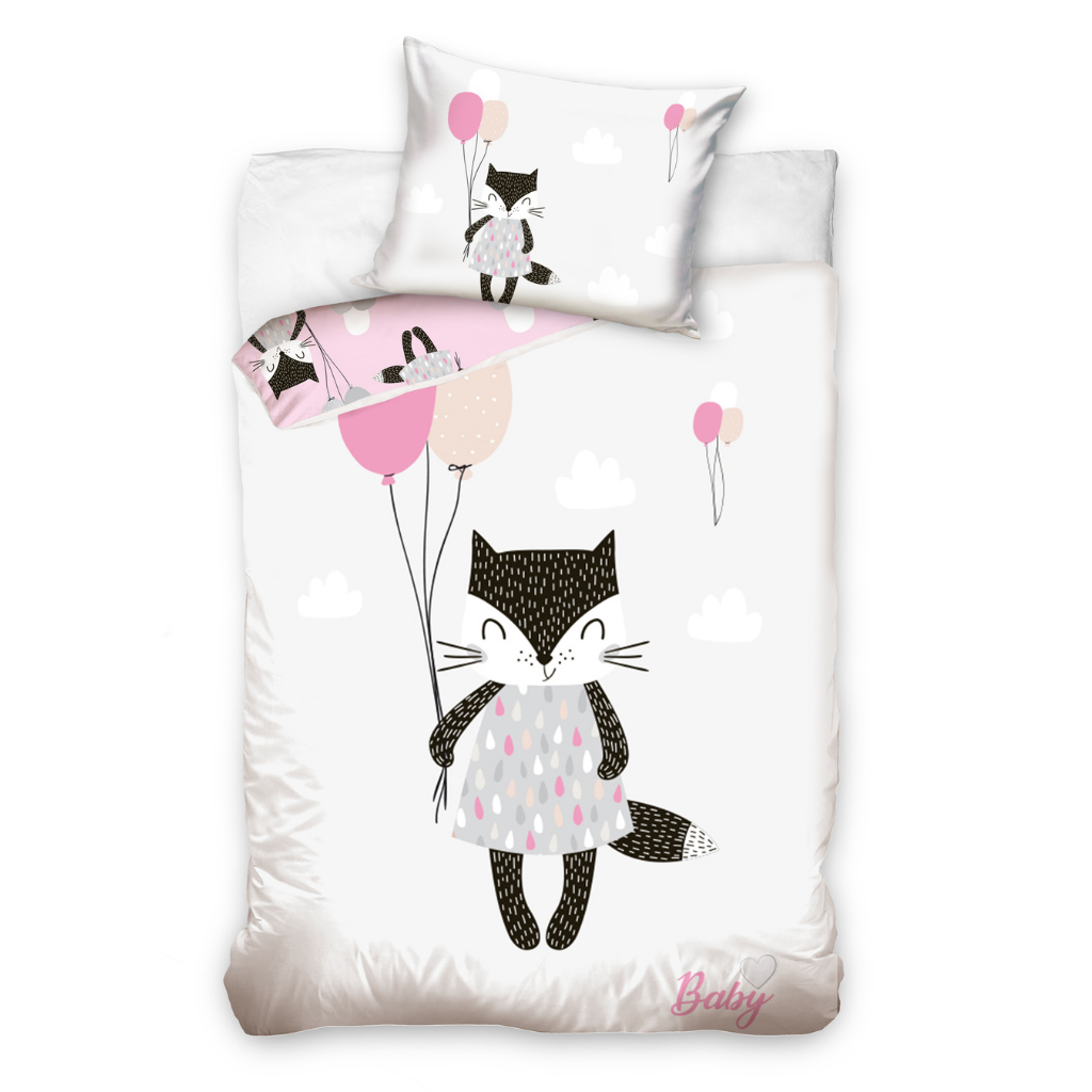 Baby Cot Bedding Set Lucky Black Cat Baby Girl Fabricco