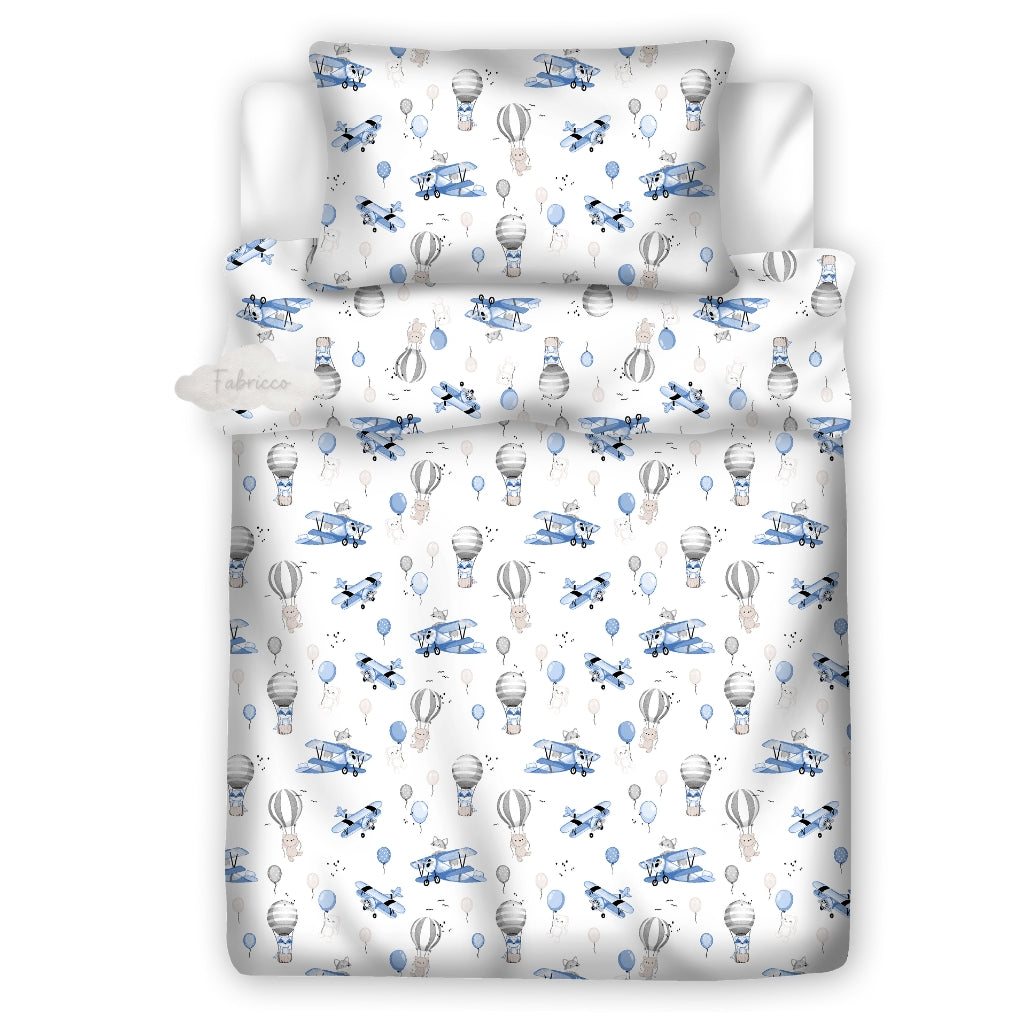 kids bedding, hot air balloon bedding, boys bedding, boys adventure bedding, Fabricco bedding, 