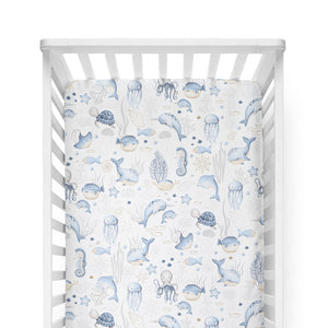 Sea Life Blue Fitted Sheet - Cot and Cot Bed