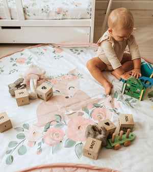 Luxury Quilted Play Mat and Toy Storage Bag All-In-One  for Baby Girls , NATURE & LOVE