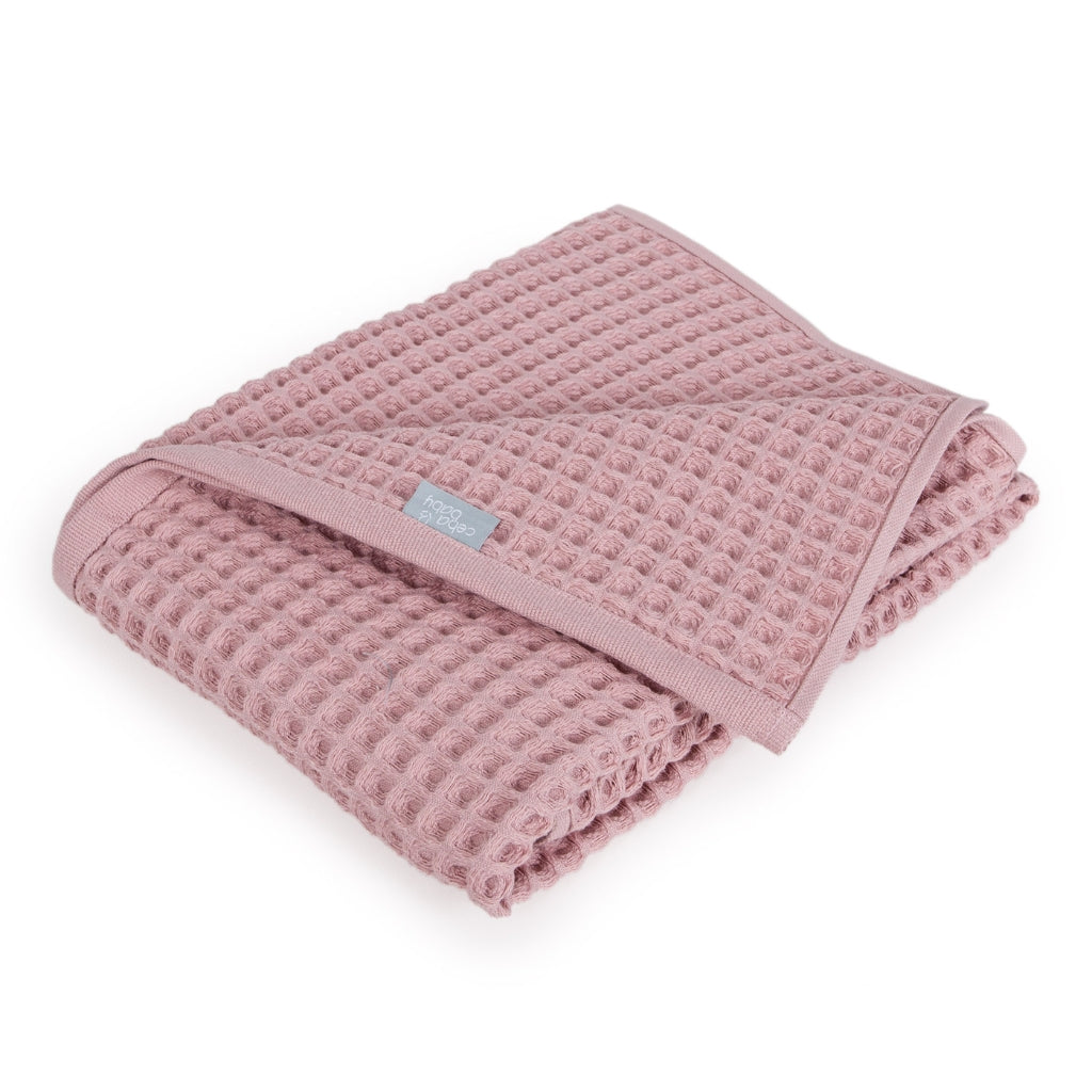 Konssy Waffle Baby Blanket – Soft Swaddle, 41"x37", Neutral Blush Pink, For Boys & Girls