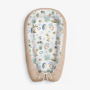 Baby Nest - Cocoon with little blanket and pillow ,  0-12 months , Woodland Friends