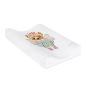 Deluxe Baby Girl Wedge Anti Roll Nappy Baby Changing Mat with Curved Sides and Raised Edges - Fluffy Puffy Nelly