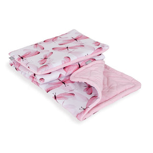 Baby Mini Bedding, Blanket (75x100cm) + Pillow (30x40cm) - Pink Dragonfly, Pink Nursery