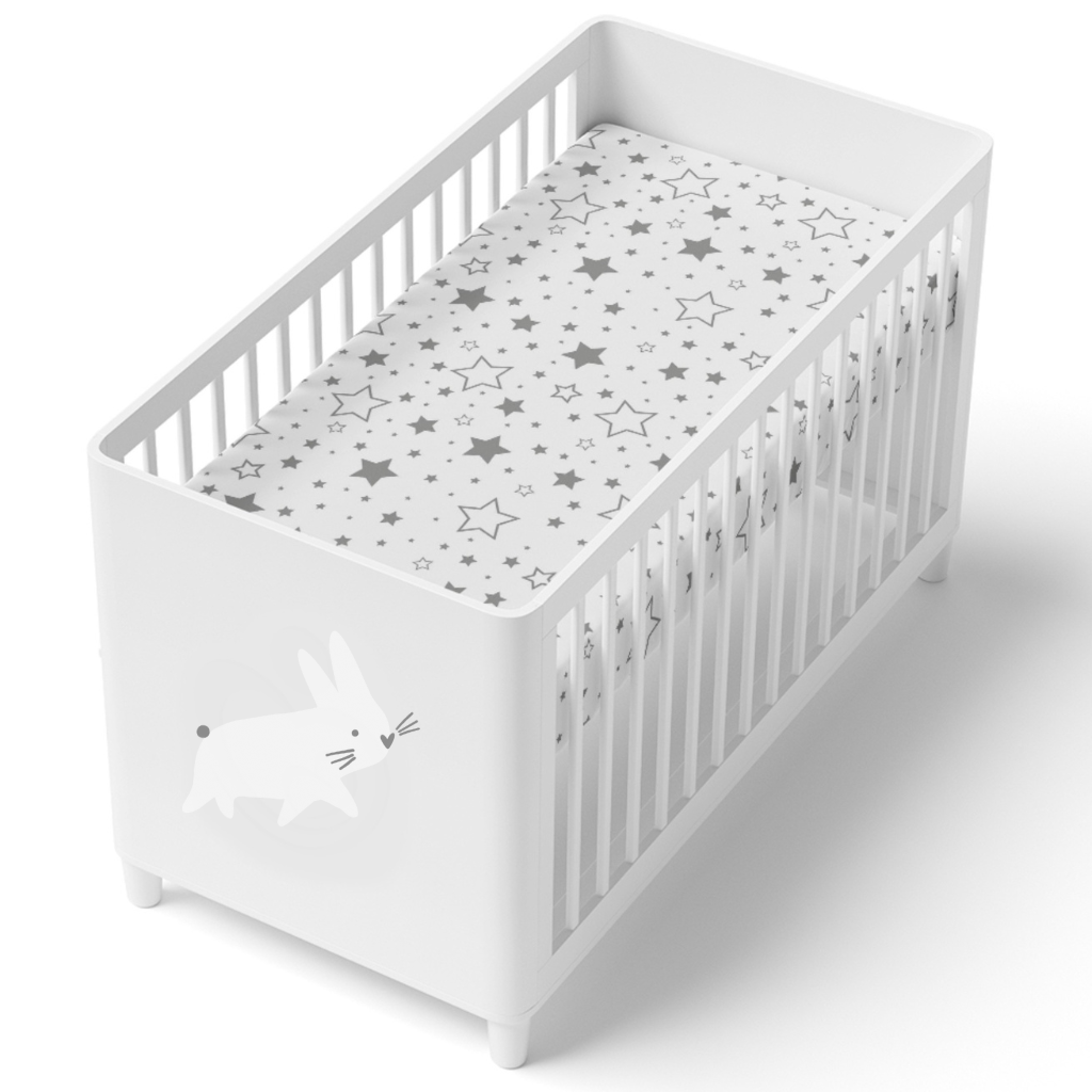 Grey cot top bed sheet