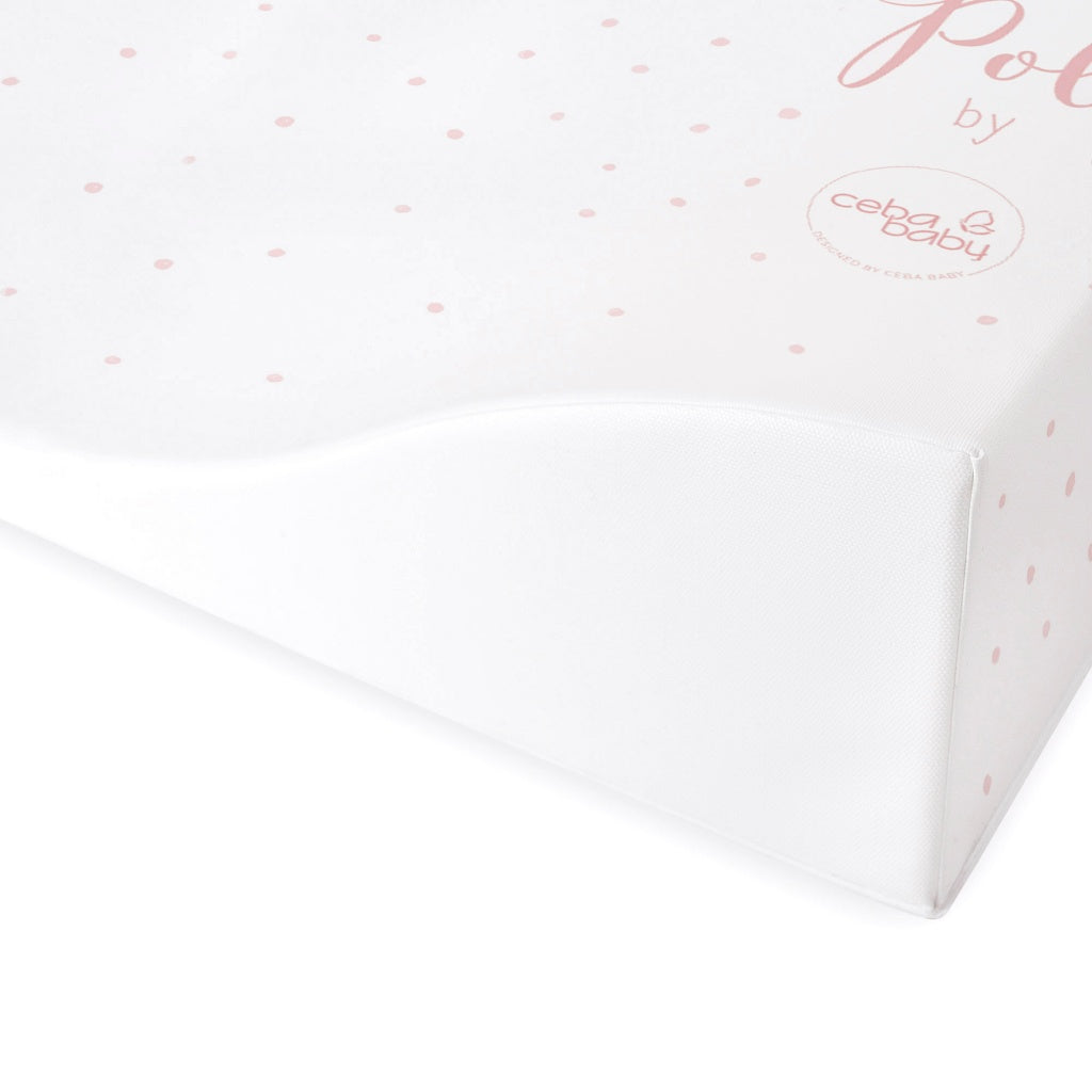 Deluxe Baby Girl Wedge Anti Roll Nappy Baby Changing Mat with Curved Sides and Raised Edges - Fluffy Puffy Poly