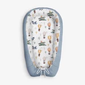 Baby Nest - Cocoon with little blanket and pillow ,  0-12 months , Sky World