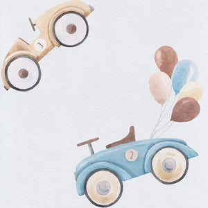 Baby Boy Retro Cars &amp; Balloons Travel Changing Mat – Blue with Popper Closure