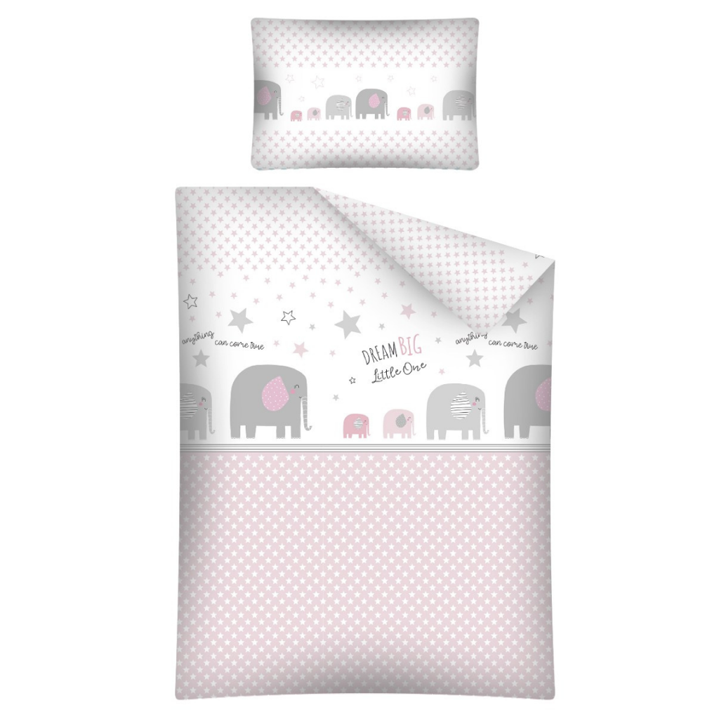 Baby Girl Toddler Bedding Set Elephants Design Fabricco