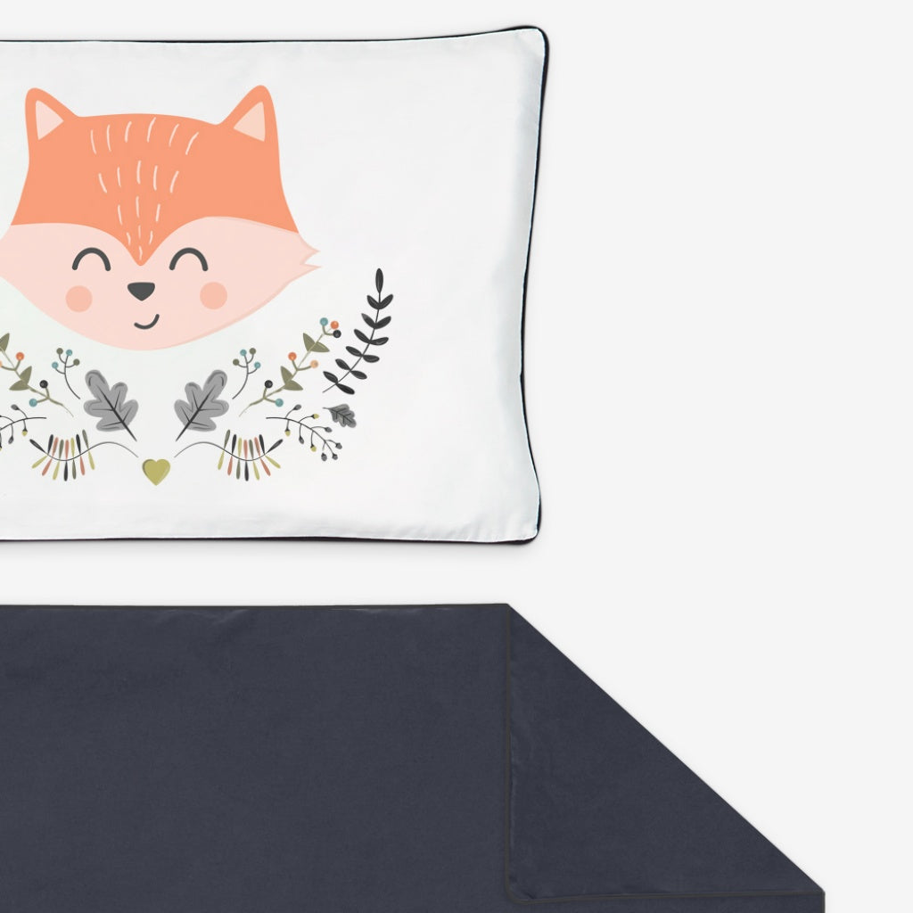 Fox, woodland , Cot Bed Bedding Set - Baby Fox- Dark Grey