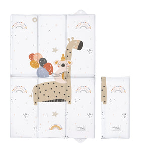 Deluxe Unisex Folding Travel Nappy Baby Changing Mat with Popper Close - Happy Animals Giraffe. Fabricco