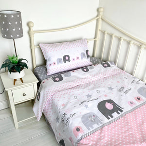 Baby Girl Toddler Bedding Set - Elephants Design