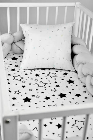 Monochrome Stars Fitted Sheet - Cot and Cot Bed