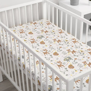 Baby Cot fitted sheet, woodland nursery, forest