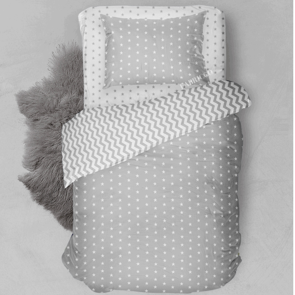 children bedding, Kids bedroom, grey, grey stars, chevron, single bedding