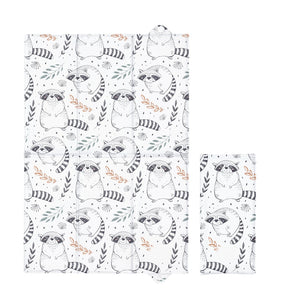 Deluxe Unisex Folding Travel Nappy Baby Changing Mat with Popper Close - Raccoon