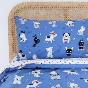 kids bedding, single duvet cover, cute dogs